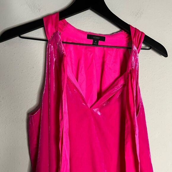 J. Crew Magenta Pink Halter Bow Top in Velvet Size S - Picture 7 of 9